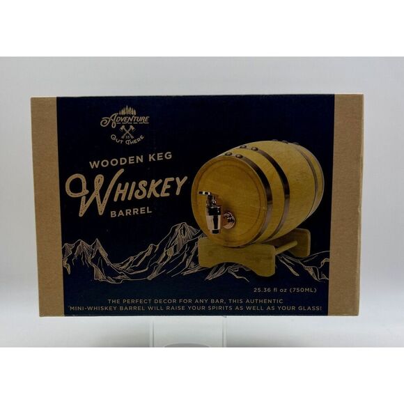 Wooden Keg Whiskey Barrel 750‎ ml Mini Genuine Adventure Is Out There Brand New - Picture 1 of 4
